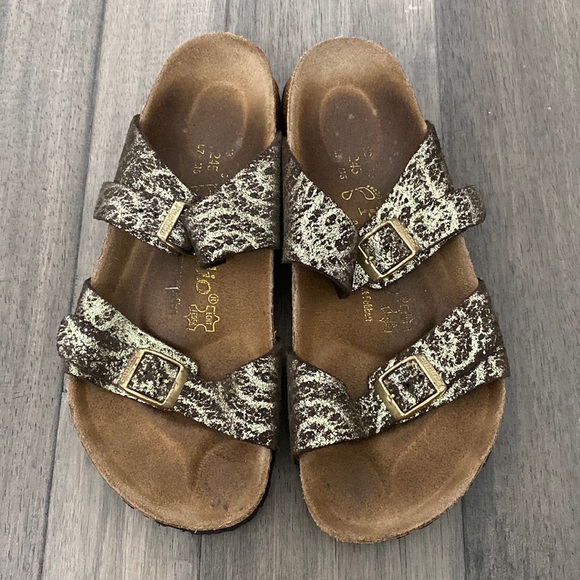 Birkenstock Shoes - Birkenstock Papillio Arizona Gold‎ Crackle Sandals W7 M5 Unisex